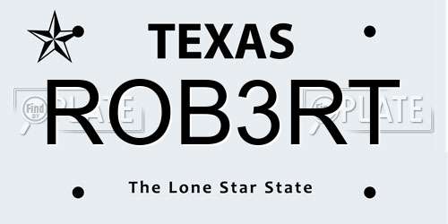 ROB3RT Texas License Plate