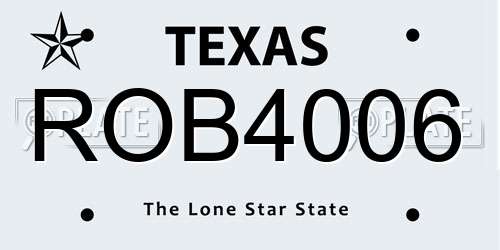 ROB4006 Texas License Plate