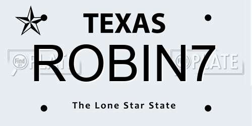 ROBIN7 Texas License Plate