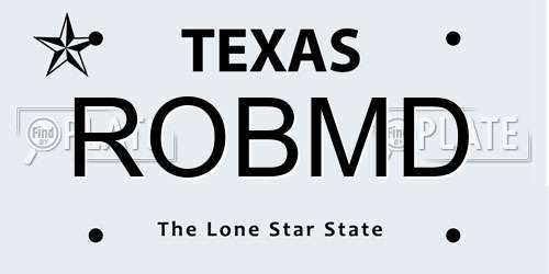 ROBMD Texas License Plate