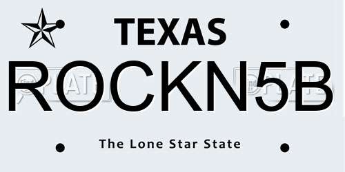 ROCKN5B Texas License Plate