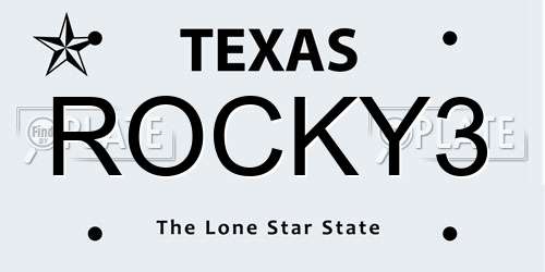 ROCKY3 Texas License Plate