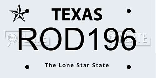 ROD196 Texas License Plate