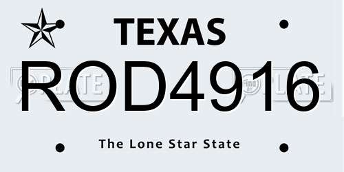 ROD4916 Texas License Plate