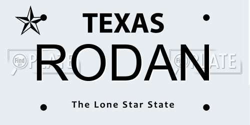 RODAN Texas License Plate