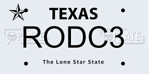 RODC3 Texas License Plate