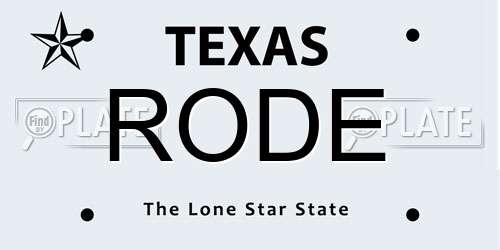 RODE Texas License Plate