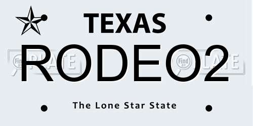 RODEO2 Texas License Plate