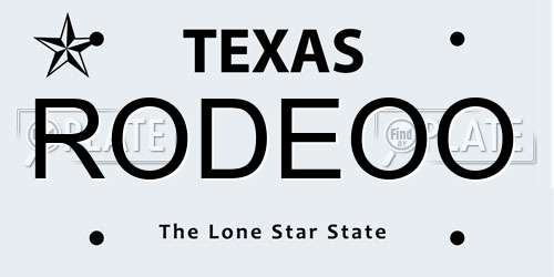 RODEOO Texas License Plate