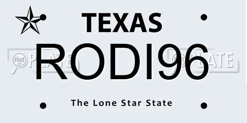 RODI96 Texas License Plate
