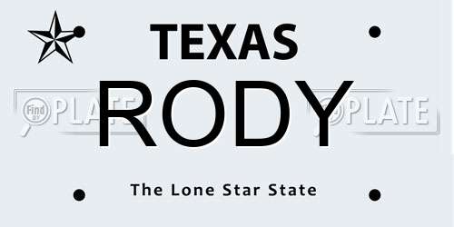 RODY Texas License Plate