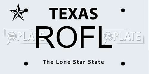ROFL Texas License Plate
