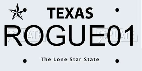 ROGUE01 Texas License Plate
