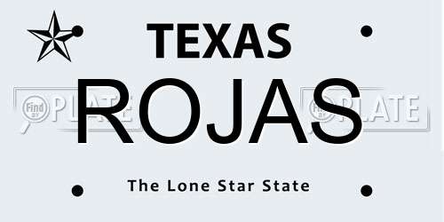 ROJAS Texas License Plate