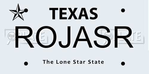 ROJASR Texas License Plate