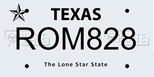 ROM828 Texas License Plate