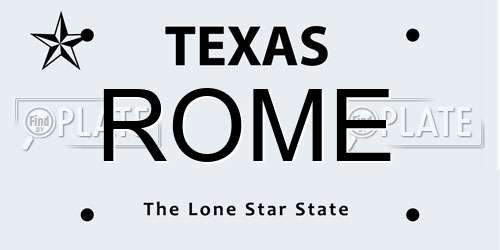 ROME Texas License Plate