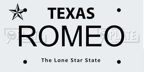 ROMEO Texas License Plate