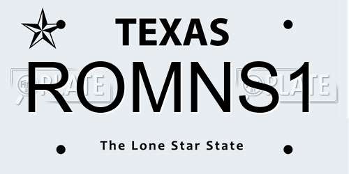 ROMNS1 Texas License Plate
