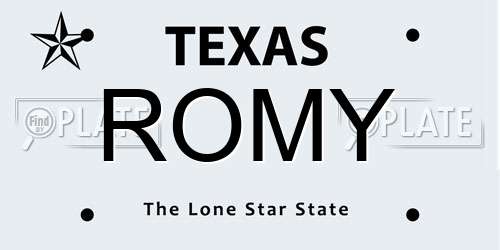 ROMY Texas License Plate
