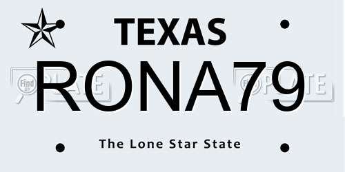 RONA79 Texas License Plate