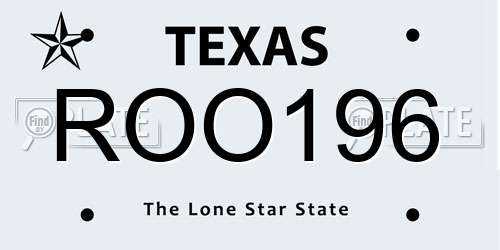 ROO196 Texas License Plate
