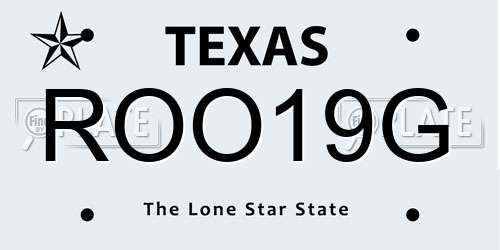 ROO19G Texas License Plate