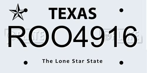 ROO4916 Texas License Plate