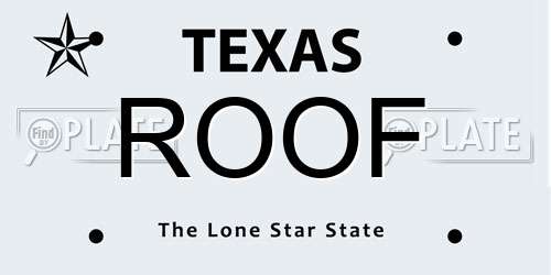 ROOF Texas License Plate