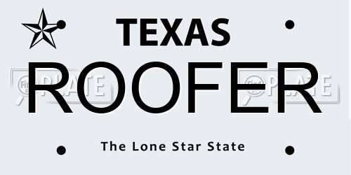 ROOFER Texas License Plate