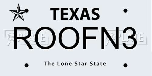 ROOFN3 Texas License Plate
