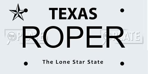 ROPER Texas License Plate