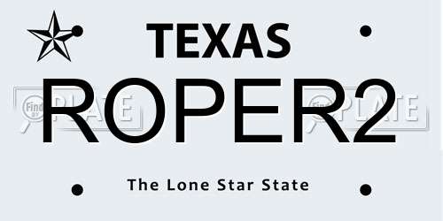 ROPER2 Texas License Plate