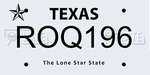 ROQ196 Texas License Plate