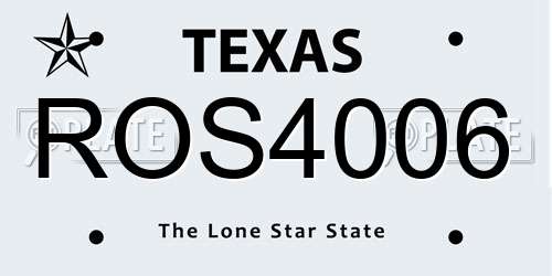 ROS4006 Texas License Plate