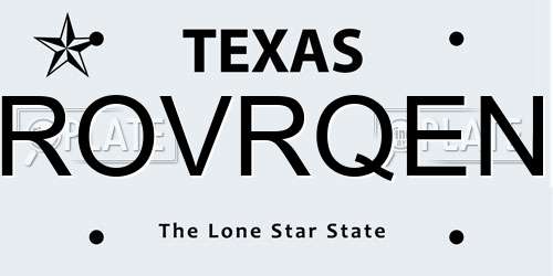 ROVRQEN Texas License Plate