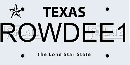 ROWDEE1 Texas License Plate