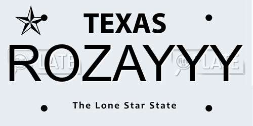 ROZAYYY Texas License Plate