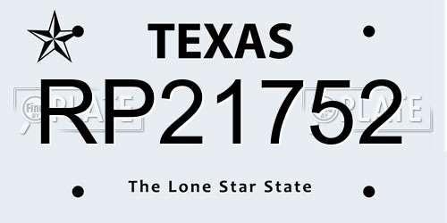 RP21752 Texas License Plate