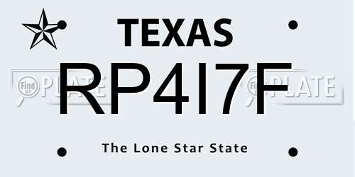 RP4I7F Texas License Plate