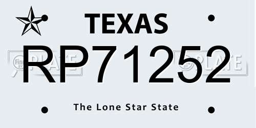 RP71252 Texas License Plate