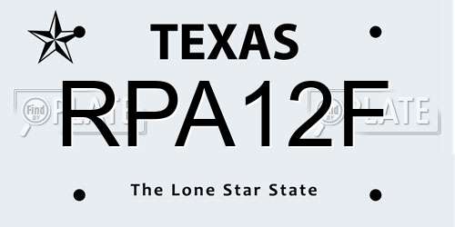 RPA12F Texas License Plate