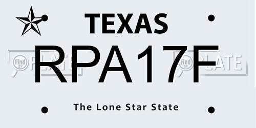 RPA17F Texas License Plate