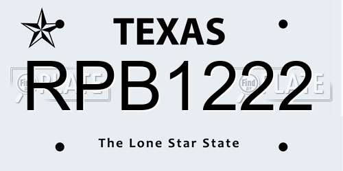 RPB1222 Texas License Plate