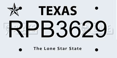 RPB3629 Texas License Plate