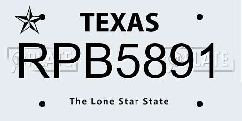 RPB5891 Texas License Plate