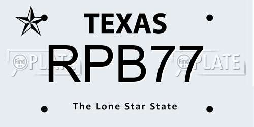 RPB77 Texas License Plate