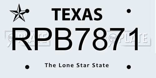 RPB7871 Texas License Plate