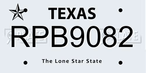 RPB9082 Texas License Plate