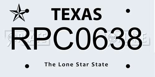 RPC0638 Texas License Plate